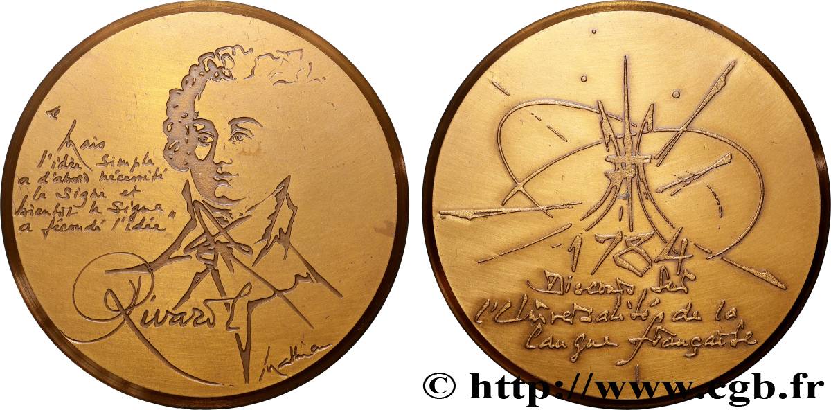LITERATURE : WRITERS - POETS Médaille, Antoine de Rivarol AU