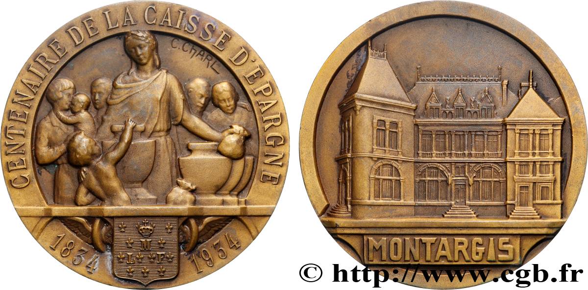 TERZA REPUBBLICA FRANCESE Médaille, Centenaire de la Caisse d’Épargne de Montargis SPL