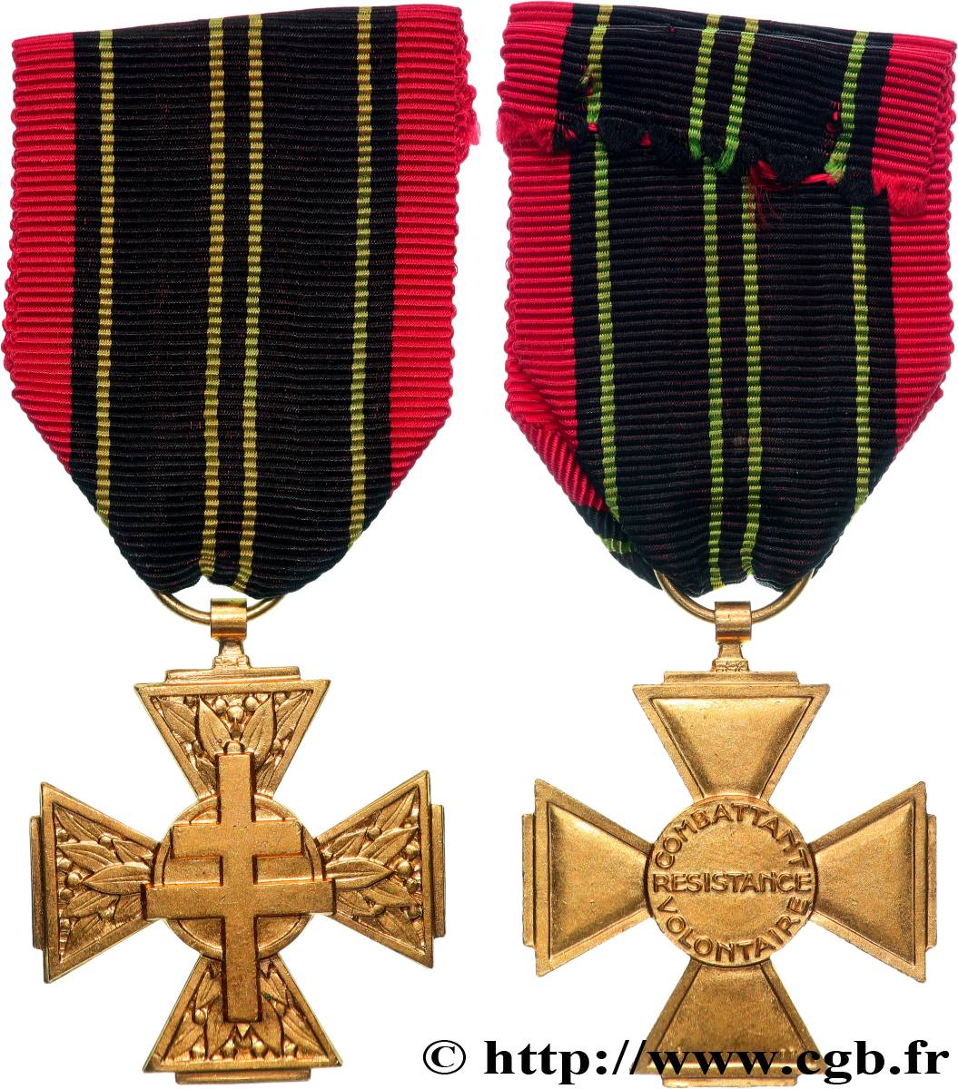 QUATRIÈME RÉPUBLIQUE Médaille, Croix du combattant volontaire de la résistance TTB+