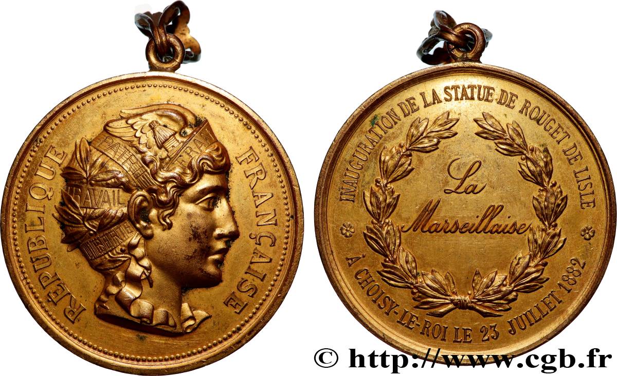 III REPUBLIC Médaille, Inauguration de la statue de Rouget de Lisle AU
