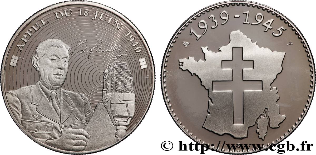 QUINTA REPUBBLICA FRANCESE Médaille commémorative, Appel du 18 juin 1940 BE