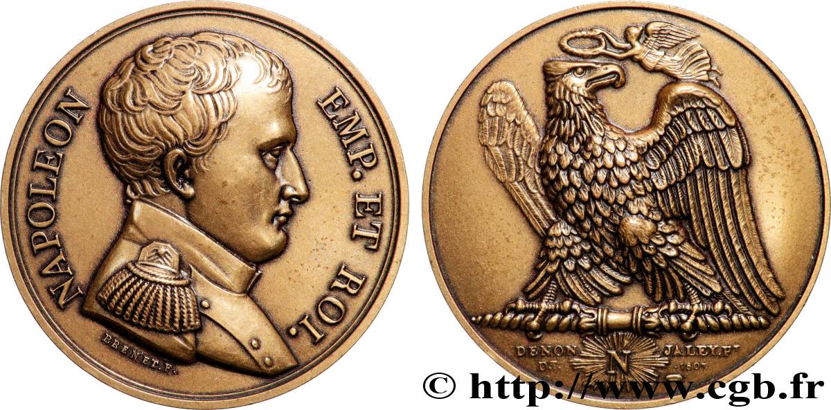 PREMIER EMPIRE Médaille, Napoléon Empereur et Roi, refrappe SUP