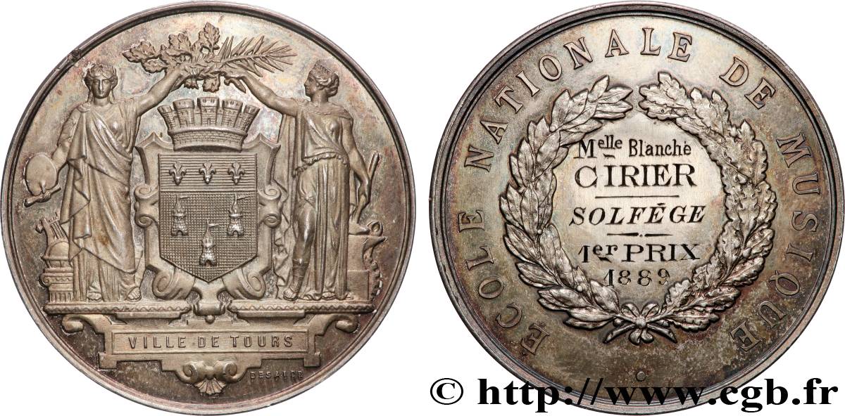 TROISIÈME RÉPUBLIQUE Médaille, École Nationale de musique, Solfège SUP