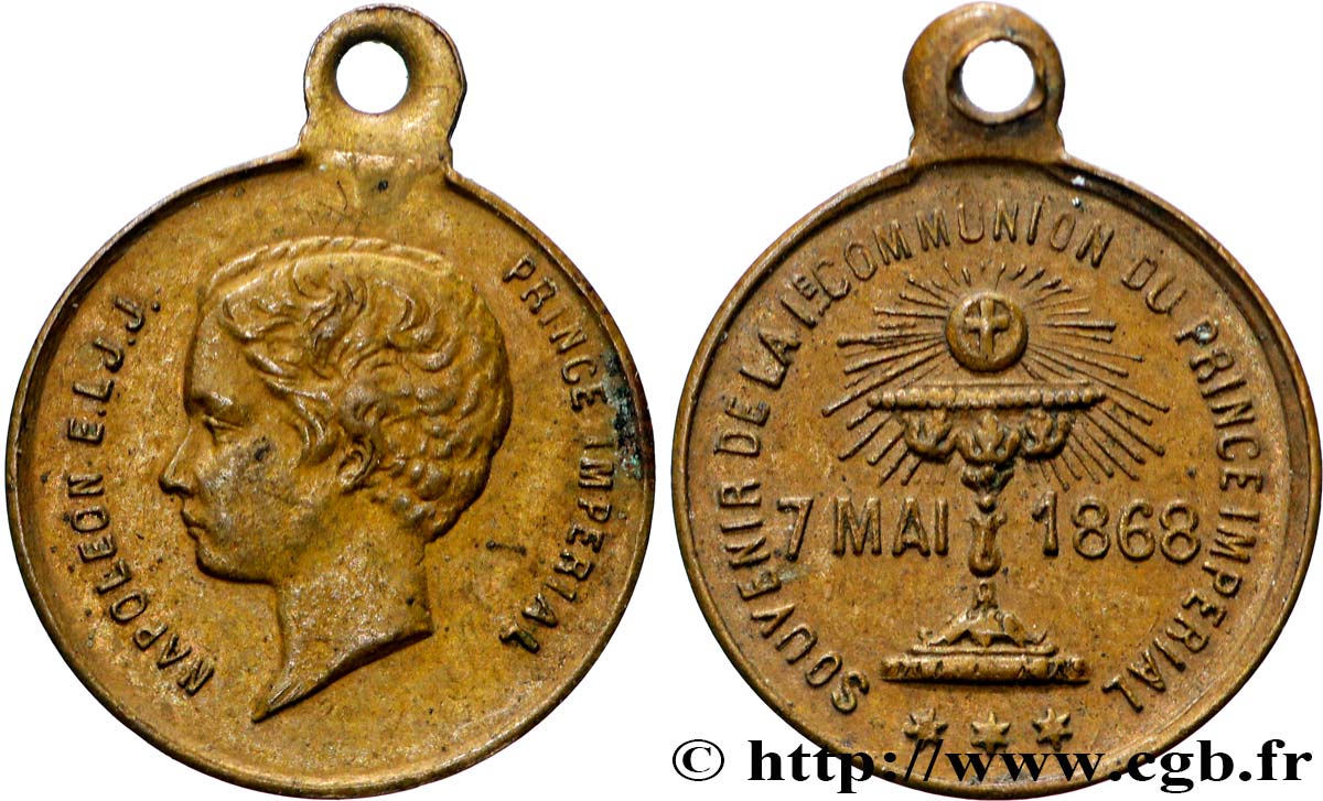 NAPOLÉON IV Médaillette, Souvenir de la première communion du Prince impérial AU