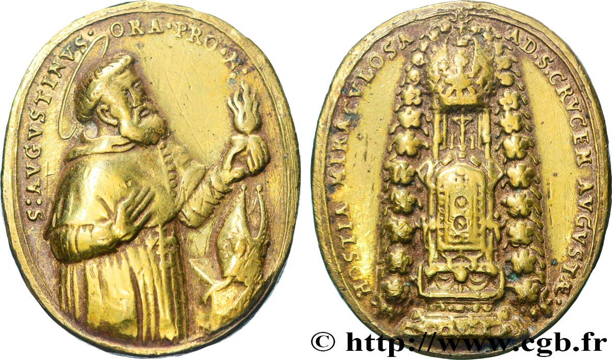 MÉDAILLES RELIGIEUSES Médaille, Saint Augustin et l’Hostie miraculeuse VF