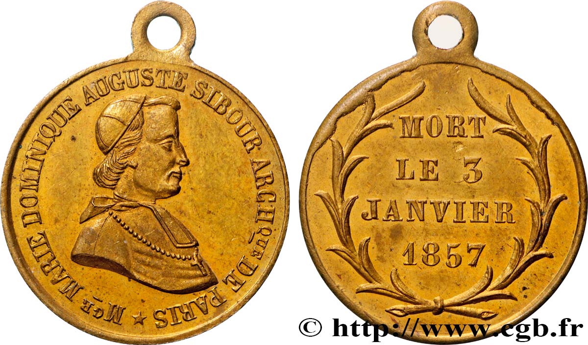 SECOND EMPIRE Médaillette, Mort de l’Archevêque Sibour TTB+