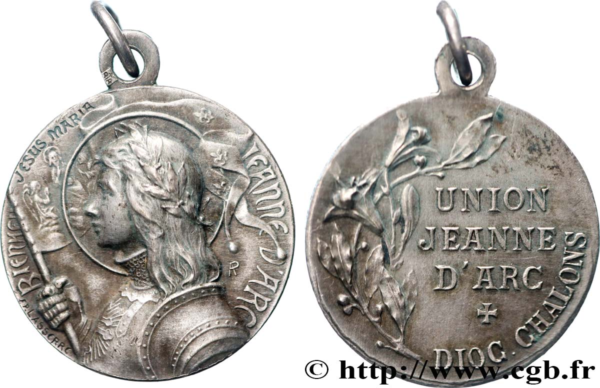MÉDAILLES RELIGIEUSES Médaille, Union Jeanne d’Arc, Diocèse de Châlons AU