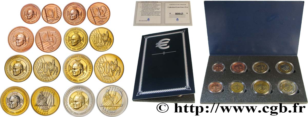 EUROPA Série de 8 médailles, Essai Euros Vatican AU