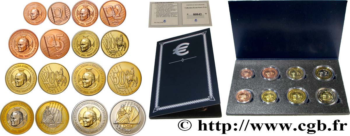EUROPA Série de 8 médailles, Essai Euros Vatican SPL