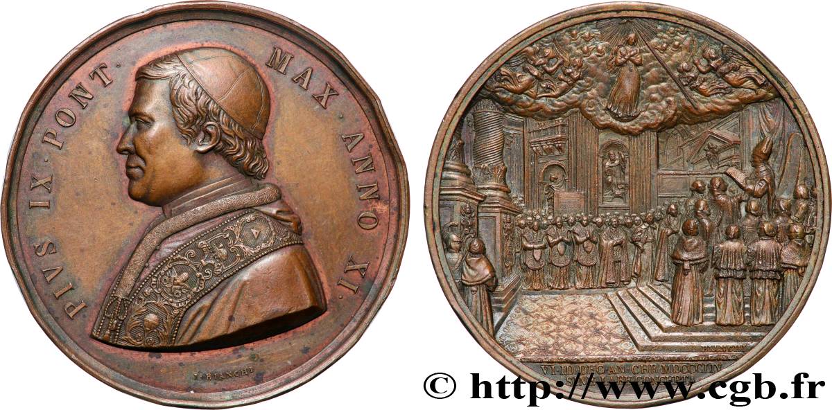 VATICAN - PIUS IX (Giovanni Maria Mastai Ferretti) Médaille, Proclamation du dogme de l’Immaculée Conception XF