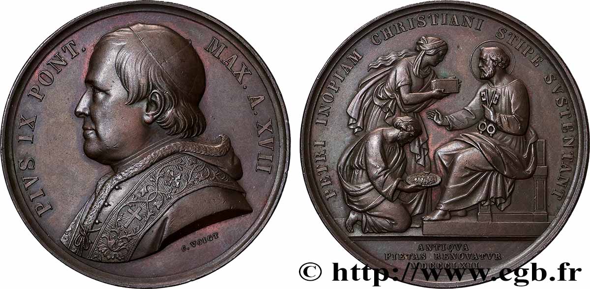 VATICAN - PIUS IX (Giovanni Maria Mastai Ferretti) Médaille, “le pape qui frappe l’argent” XF/AU