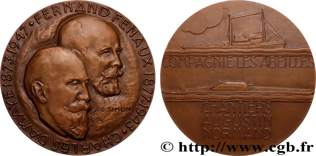 SEA AND NAVY : SHIPS AND BOATS Médaille, Fernand Fenaux et Charles Damaye AU