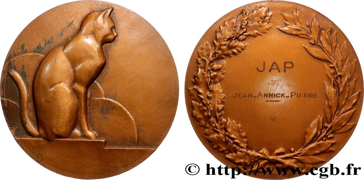 III REPUBLIC Médaille, Le chat AU
