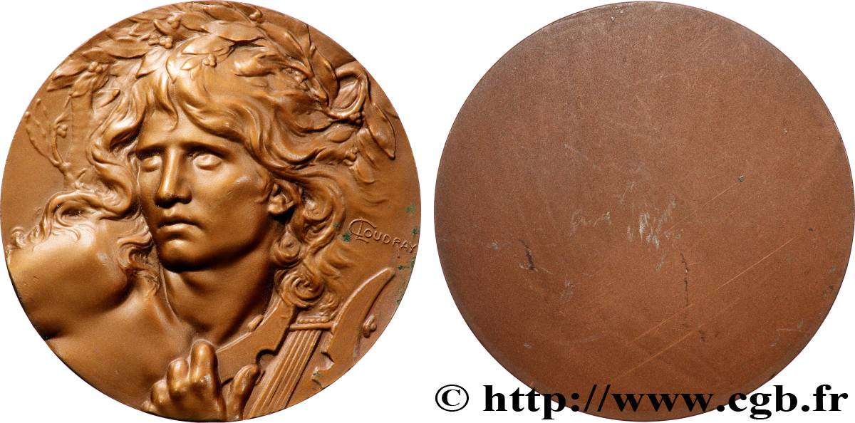 CINQUIÈME RÉPUBLIQUE Médaille Orphée - Joueur de lyre, refrappe SUP/TTB+