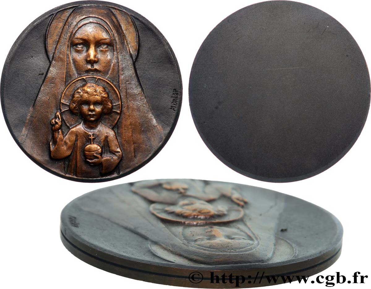 CINQUIÈME RÉPUBLIQUE Médaille, L’enfant et la Vierge SUP