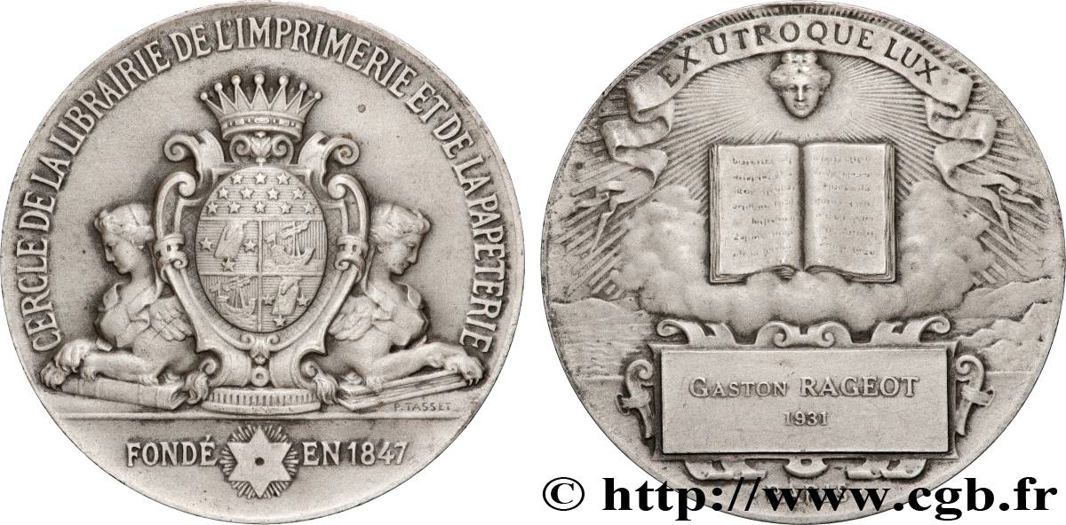 TROISIÈME RÉPUBLIQUE Médaille, Cercle de la librairie de l’imprimerie et de la papeterie SUP/TTB+
