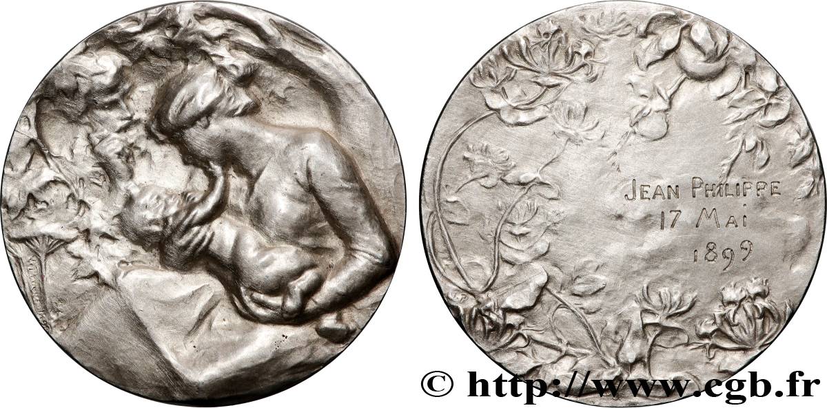 TROISIÈME RÉPUBLIQUE Médaille de naissance, La famille par Victor Prouvé SUP