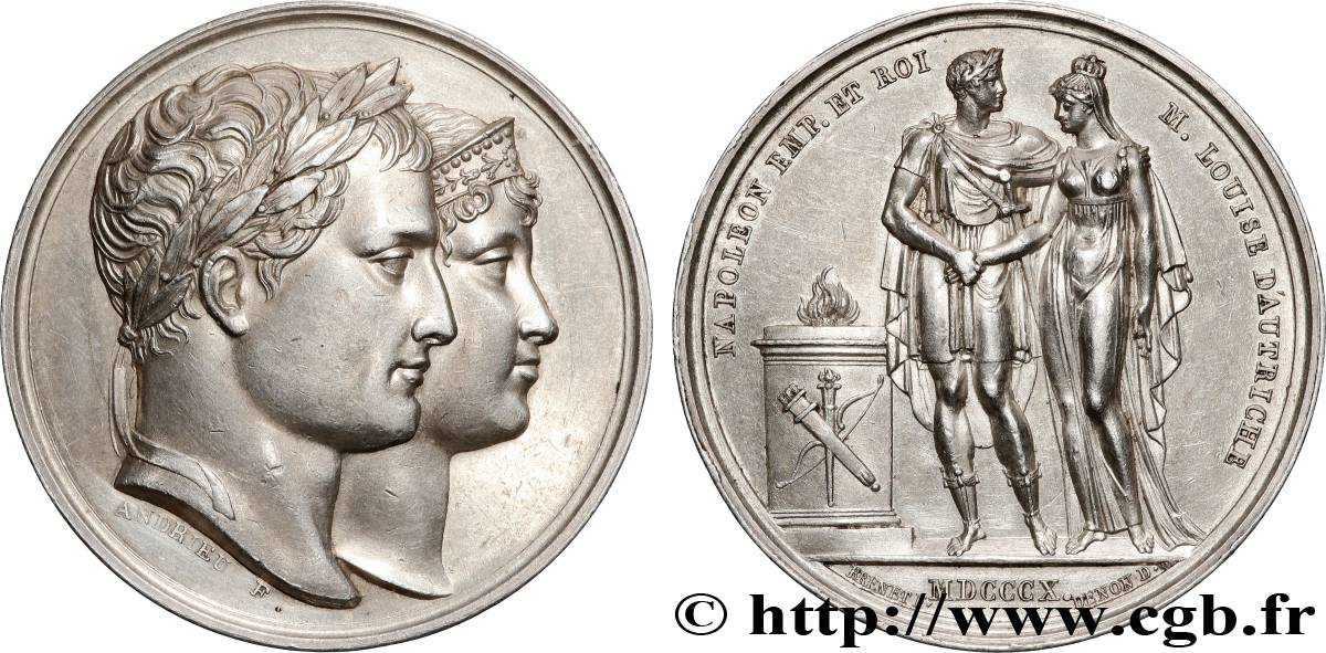 GESCHICHTE FRANKREICHS Médaille, Mariage de Napoléon Ier et de Marie-Louise, transformée en médaille de mariage fVZ