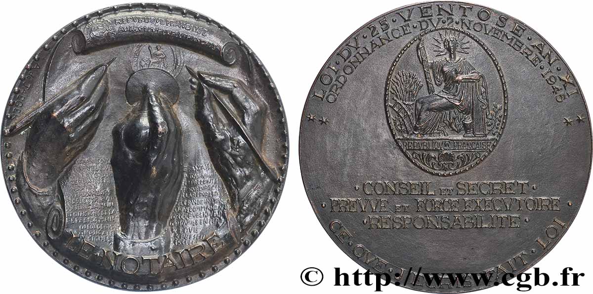 V REPUBLIC Médaille, Le Notaire AU