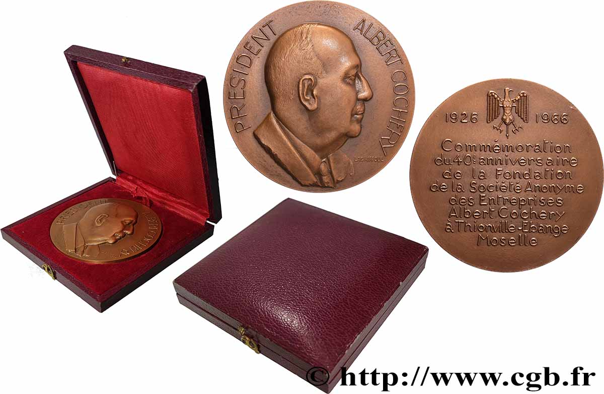 CINQUIÈME RÉPUBLIQUE Médaille, Commémoration du 40e anniversaire de la fondation de la S. A. E. Albert Cochery SUP