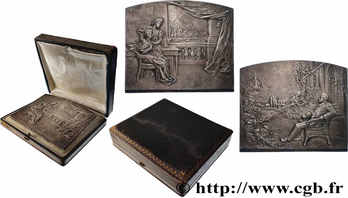 TROISIÈME RÉPUBLIQUE Plaque, Souvenir, Alb. Glandaz, greffier en chef du tribunal de commerce SUP