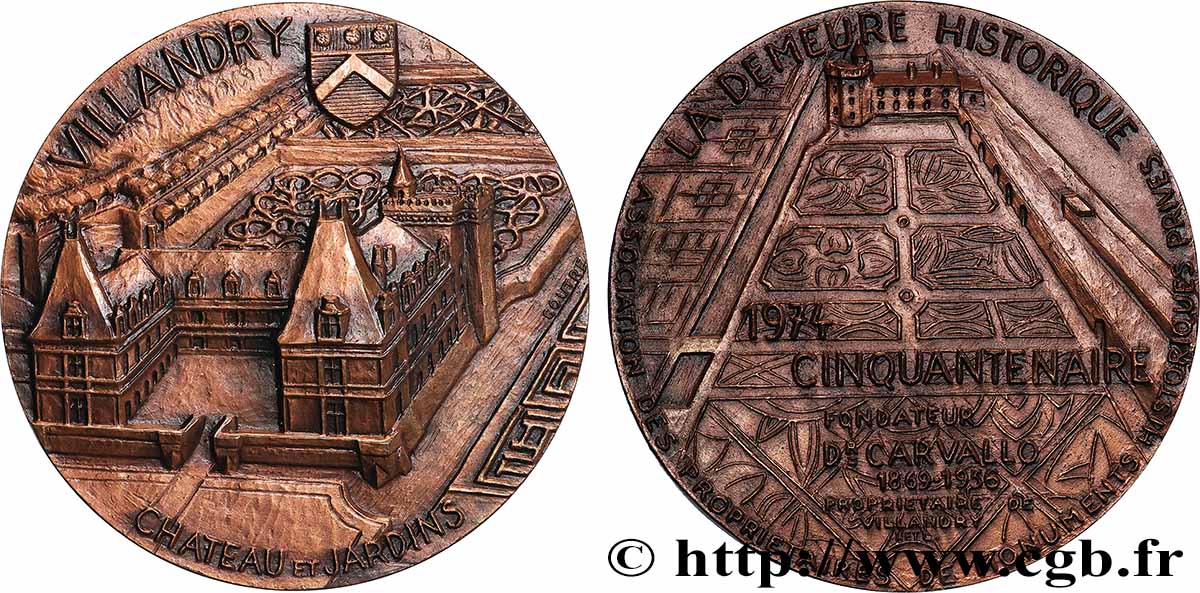 CINQUIÈME RÉPUBLIQUE Médaille, Château et jardins de Villandry SUP