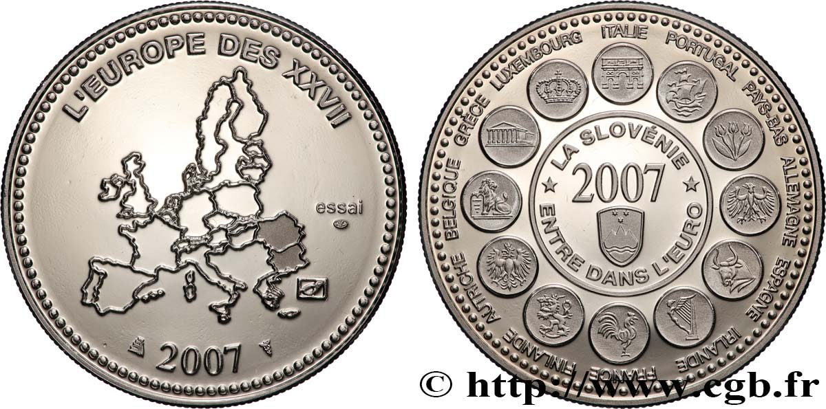 EUROPA Médaille, Essai, La Slovénie entre dans l’Euro Prueba
