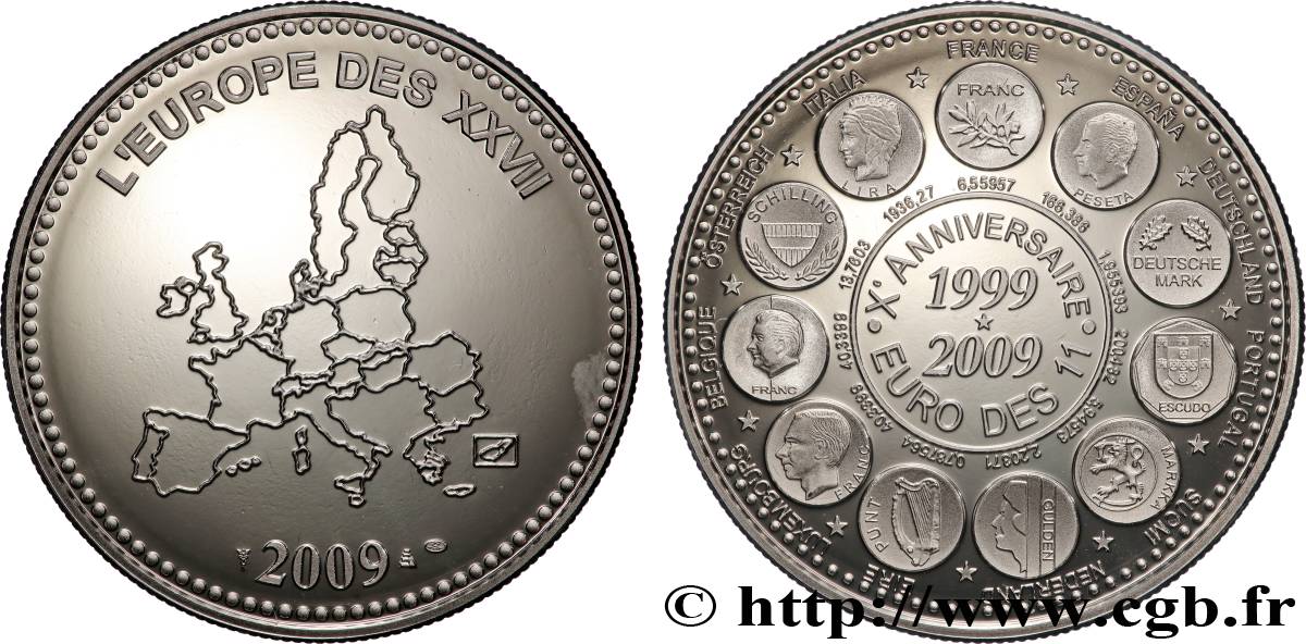 EUROPA Médaille, L’Europe des XXVII, X.E anniversaire Polierte Platte