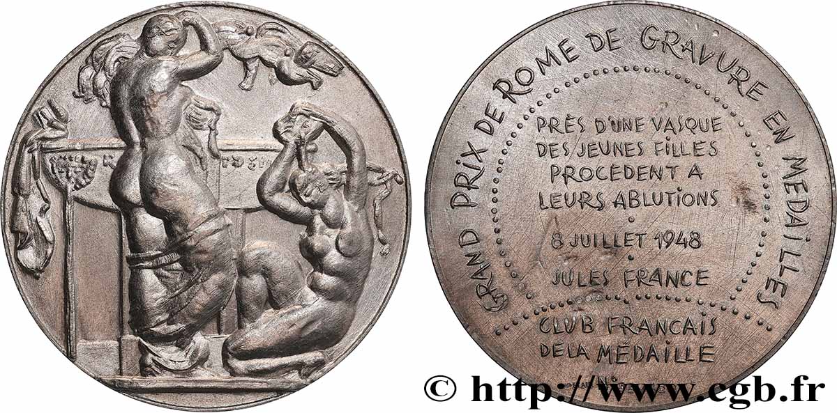 V REPUBLIC Médaille, Femmes à leur toilette (Ablutions), Exemplaire Éditeur AU/XF