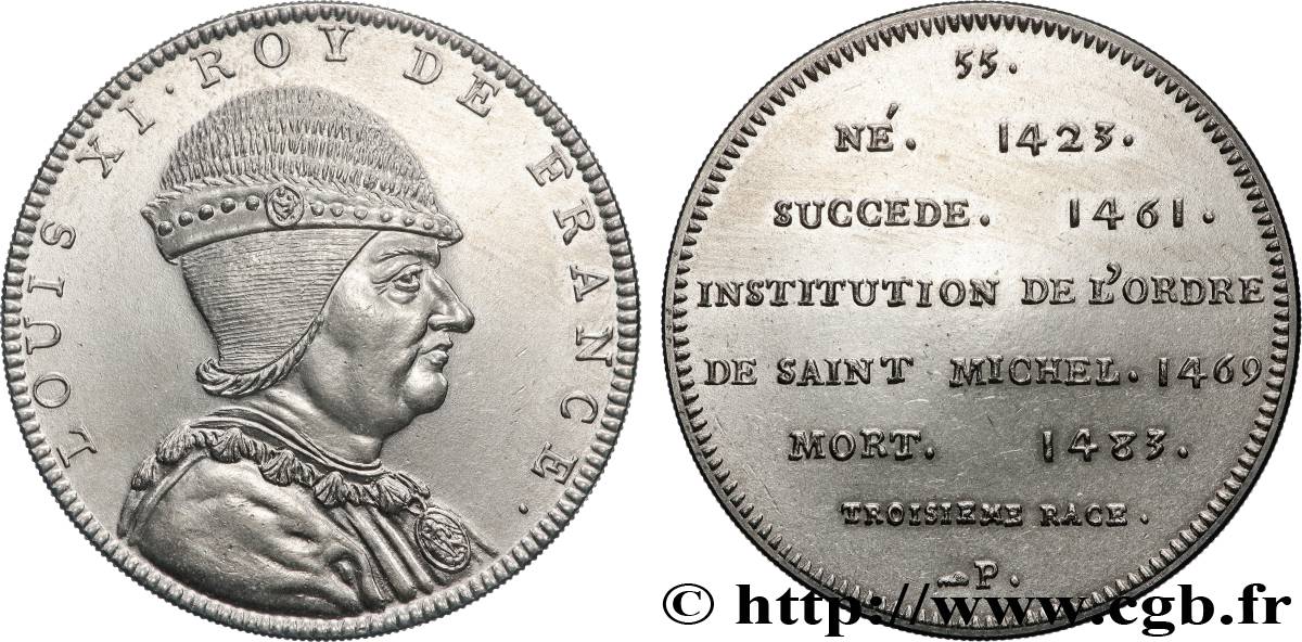 SÉRIE MÉTALLIQUE DES ROIS DE FRANCE Médaille, Louis XI - 55 - refrappe ultra-moderne SPL
