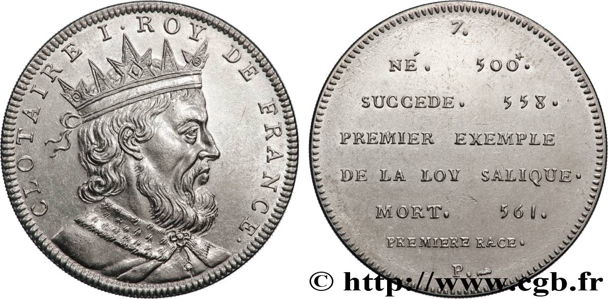 SÉRIE MÉTALLIQUE DES ROIS DE FRANCE Médaille, Règne de CLOTAIRE Ier - 7 - refrappe ultra-moderne SPL