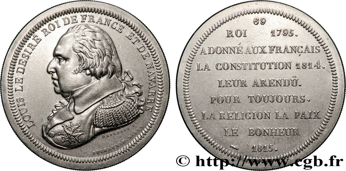 SÉRIE MÉTALLIQUE DES ROIS DE FRANCE Médaille, Louis XVIII - 69 - refrappe ultra-moderne VZ
