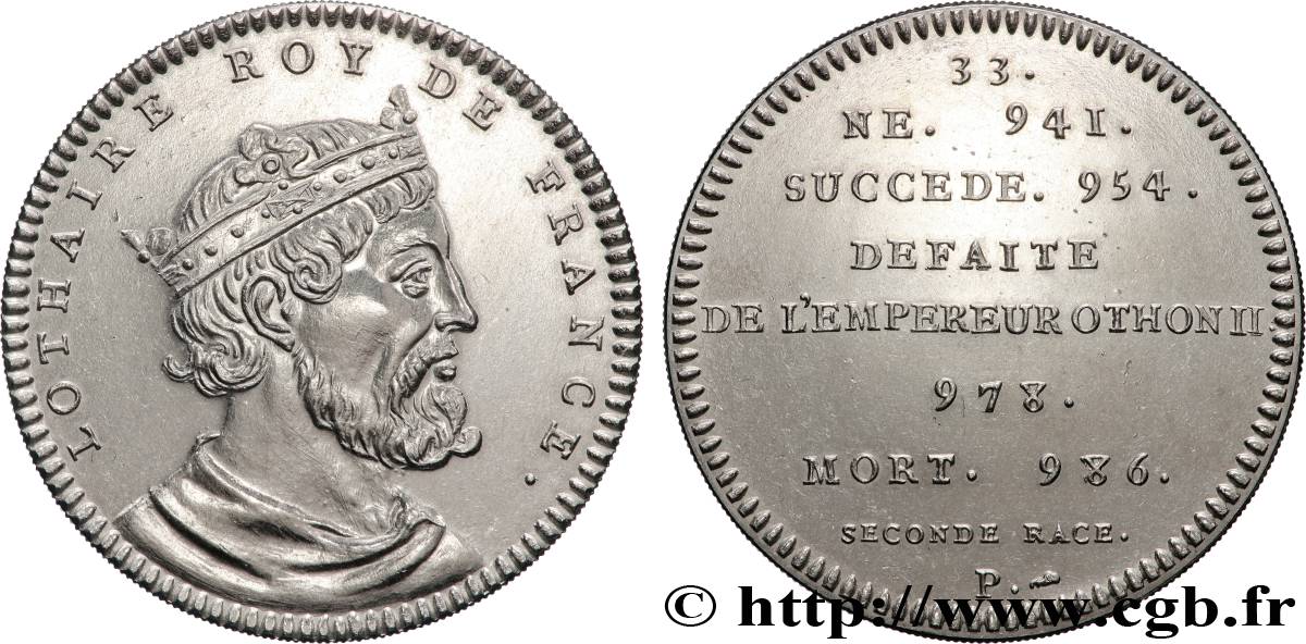SÉRIE MÉTALLIQUE DES ROIS DE FRANCE Médaille, Lothaire - 33 - refrappe ultra-moderne SPL