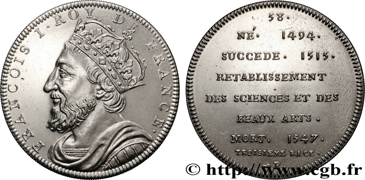 SÉRIE MÉTALLIQUE DES ROIS DE FRANCE Médaille, François Ier - 58 - refrappe ultra-moderne MS