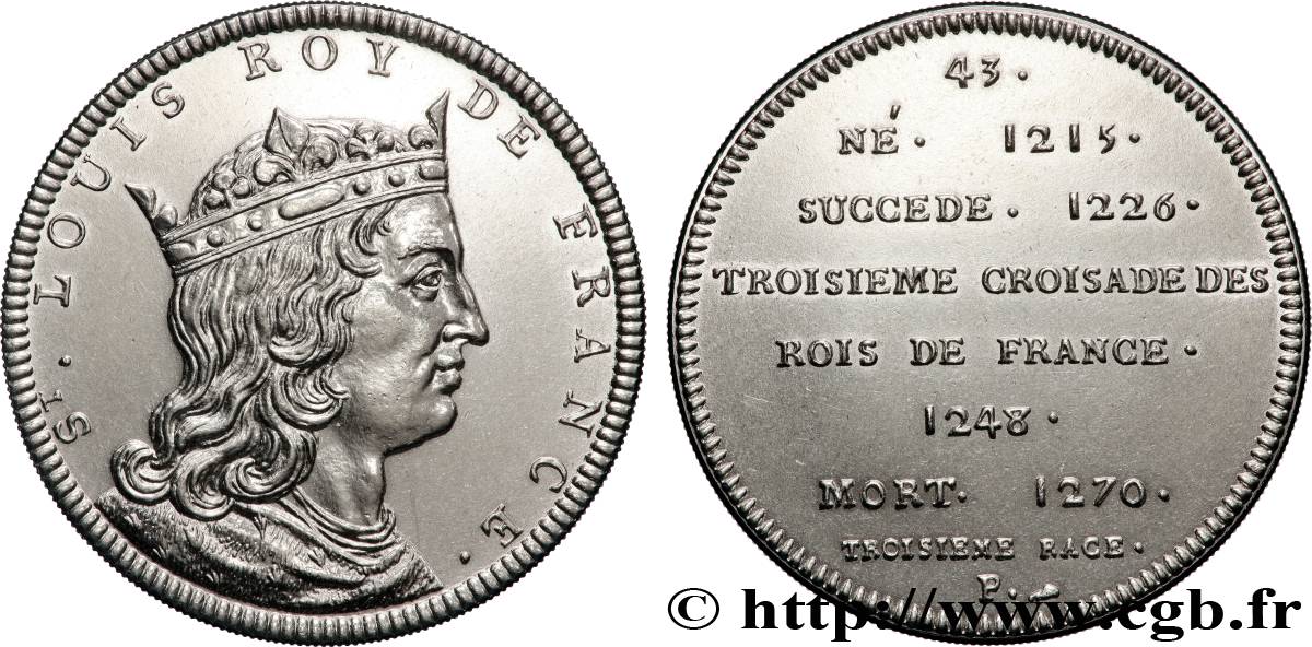 SÉRIE MÉTALLIQUE DES ROIS DE FRANCE Médaille, Saint Louis - 43 - refrappe ultra-moderne AU