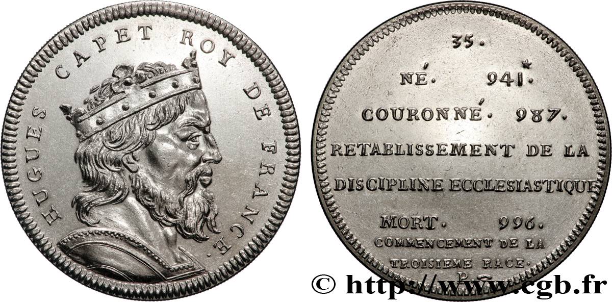 METALLIC SERIES OF THE KINGS OF FRANCE  Règne de HUGUES CAPET - 35 - refrappe ultra-moderne AU