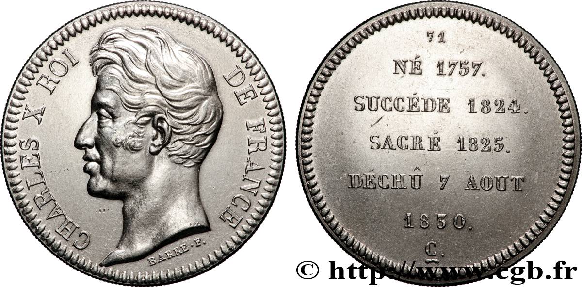 METALLIC SERIES OF THE KINGS OF FRANCE  Médaille, Règne de CHARLES X - 71 - refrappe ultra-moderne MS
