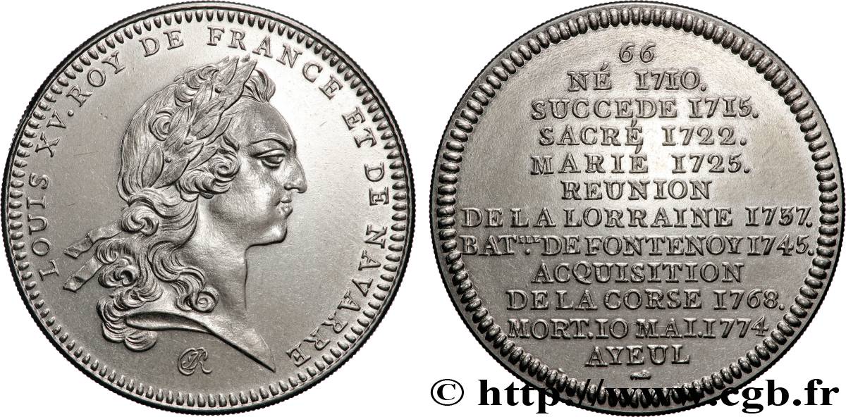 SÉRIE MÉTALLIQUE DES ROIS DE FRANCE Médaille, Louis XV - 66 - refrappe ultra-moderne AU