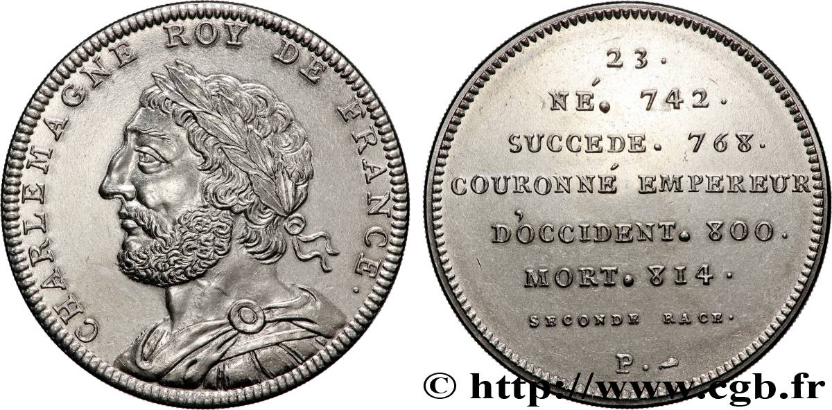 SÉRIE MÉTALLIQUE DES ROIS DE FRANCE Médaille, Charlemagne - 23 - refrappe ultra-moderne AU