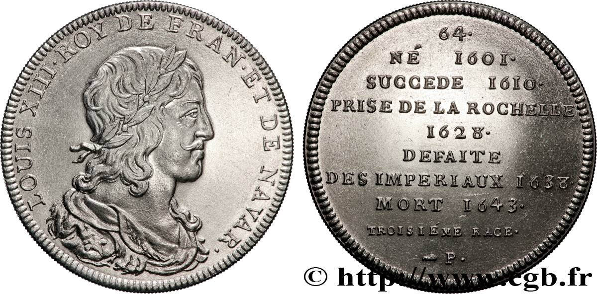 SÉRIE MÉTALLIQUE DES ROIS DE FRANCE Médaille, Règne de LOUIS XIII - 64 - refrappe ultra-moderne AU