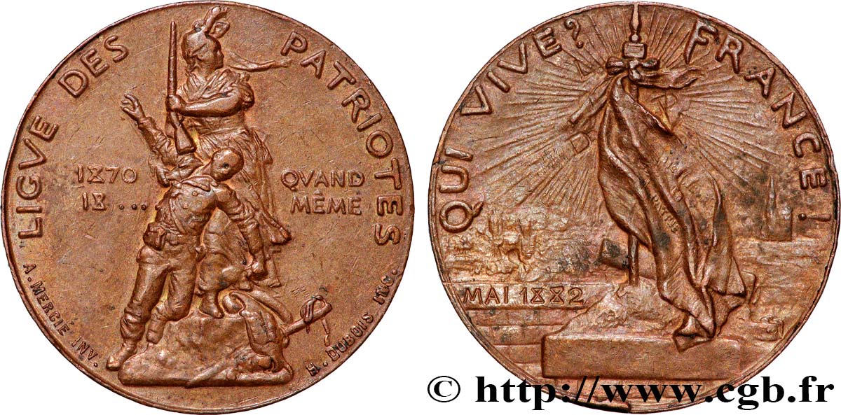 TERZA REPUBBLICA FRANCESE Médaille, Ligue des patriotes BB