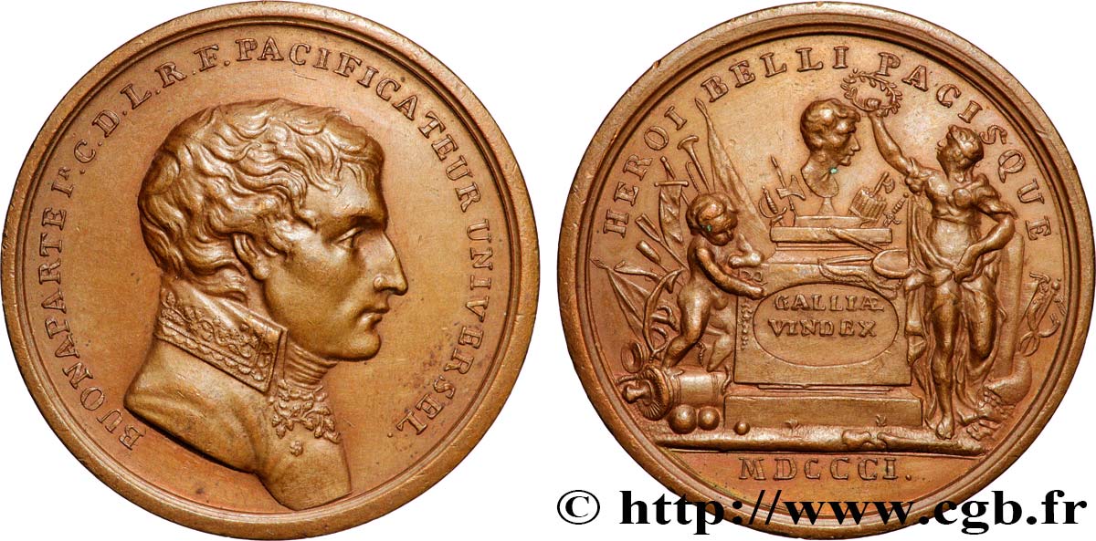 CONSULAT Médaille, Au héros de la guerre et de la paix, refrappe AU