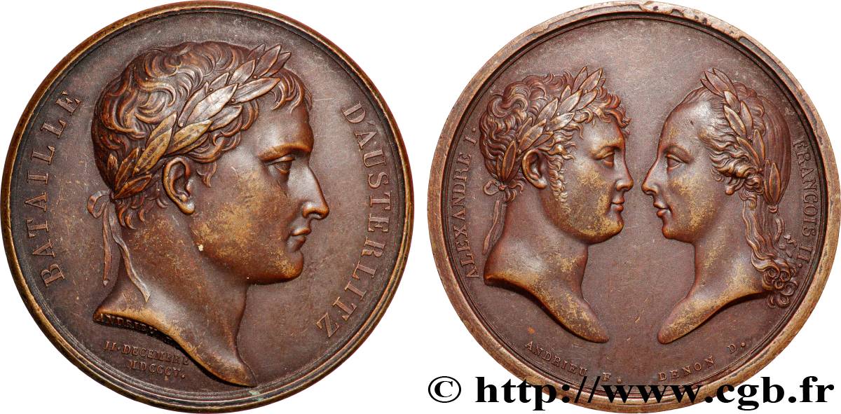 PREMIER EMPIRE / FIRST FRENCH EMPIRE Médaille, Bataille d’Austerlitz, refrappe AU