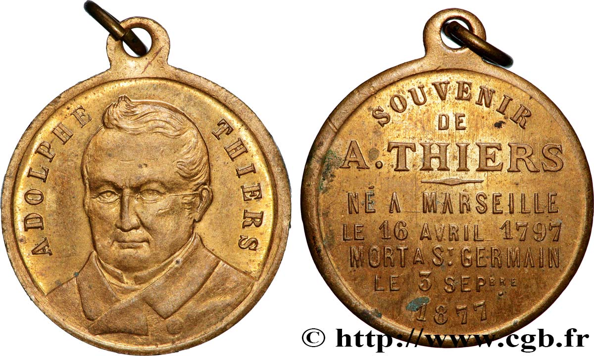 TERZA REPUBBLICA FRANCESE Médaillette, Adolphe Thiers q.SPL