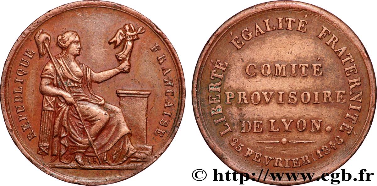 DEUXIÈME RÉPUBLIQUE Médaille, Comité provisoire de Lyon q.SPL