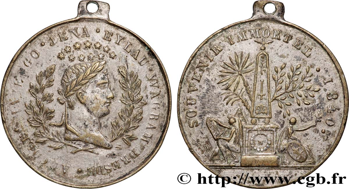 LUIGI FILIPPO I Médaille, Souvenir napoléonien, à l’obélisque q.SPL