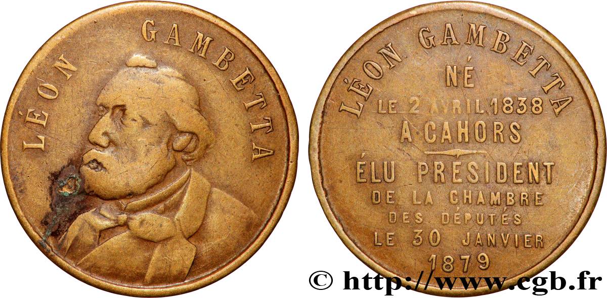TERZA REPUBBLICA FRANCESE Médaillette, Léon Gambetta BB/q.SPL