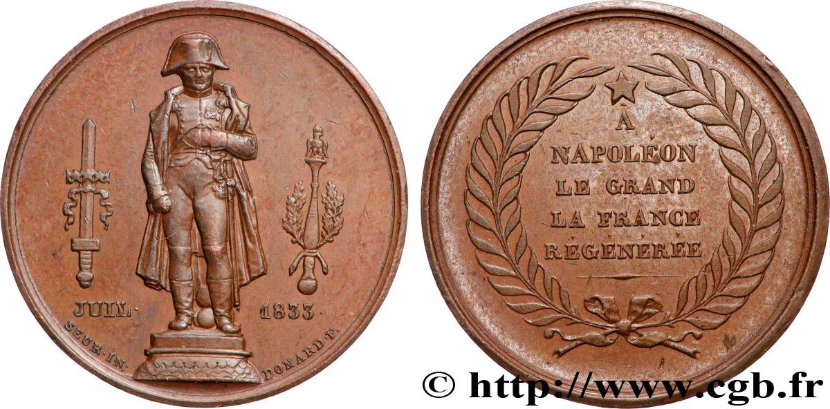 LUIGI FILIPPO I Médaille, rétablissement de la statue de Napoléon Ier q.SPL