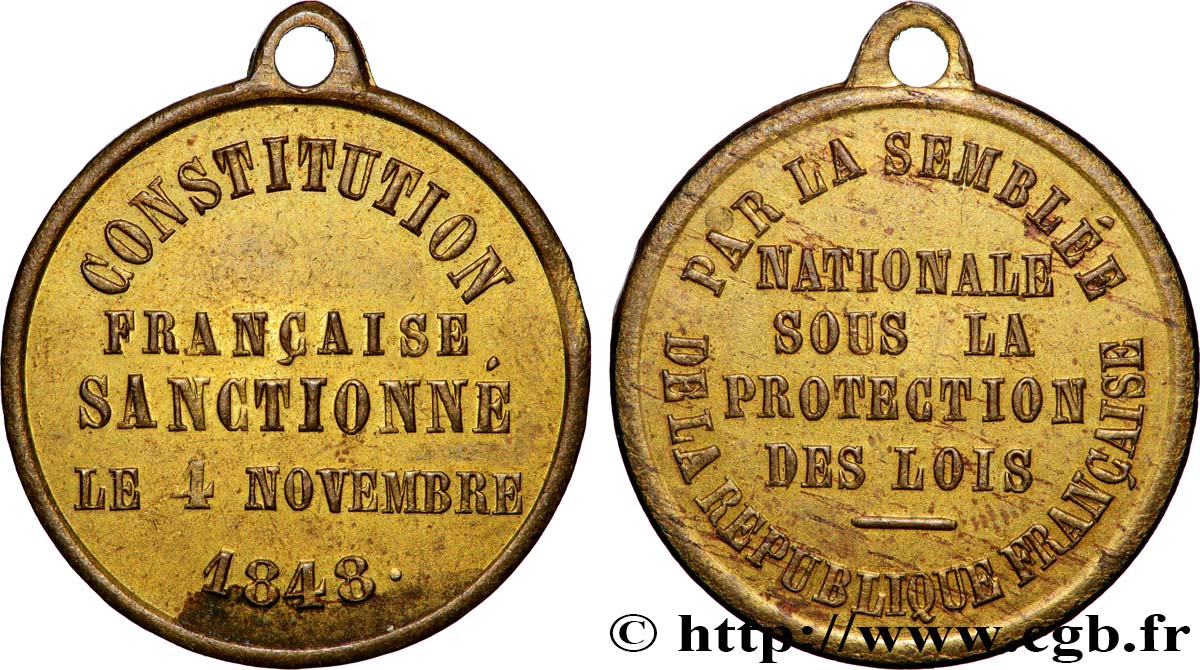 DEUXIÈME RÉPUBLIQUE Médaillette, Vote de la constitution q.SPL