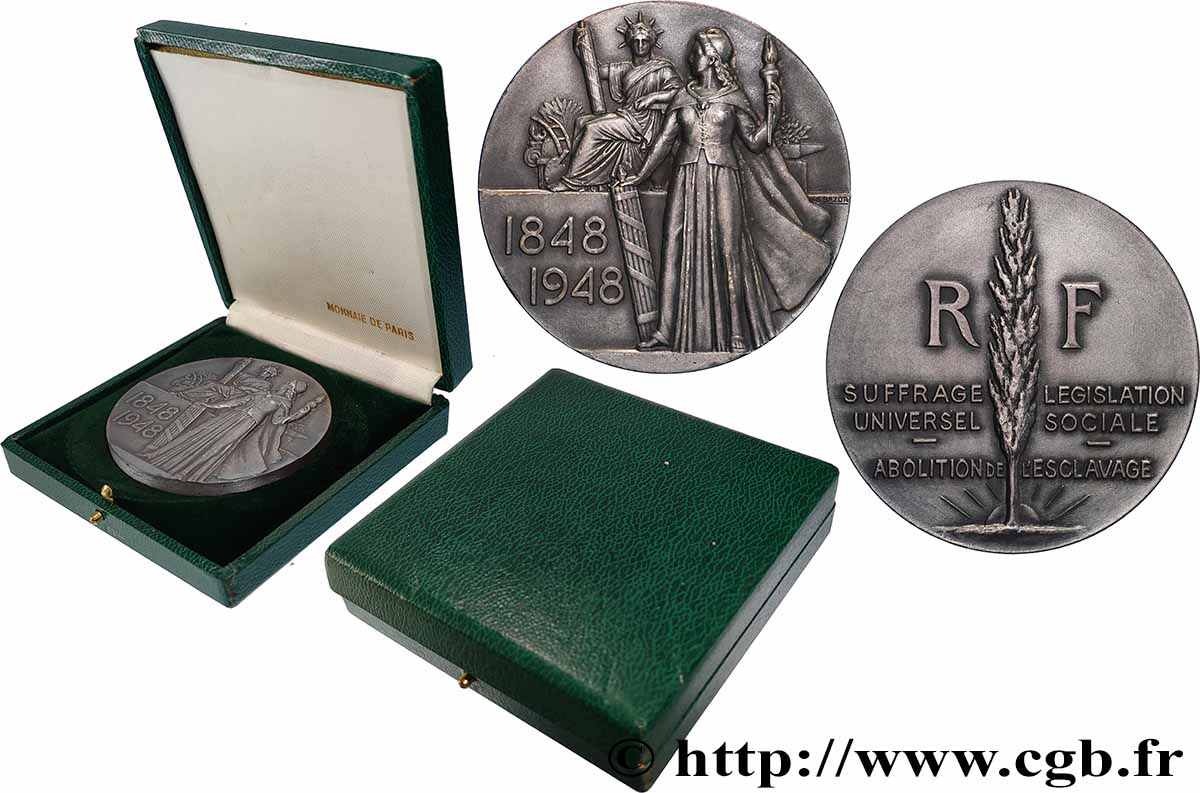 VIERTE FRANZOSISCHE REPUBLIK Médaille, Abolition de l’esclavage, Centenaire de la révolution de 1848 VZ